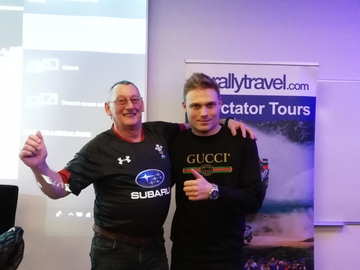 Rally Travel - <p>I have been to WRC Rallies with Rallytravel since 2003 and class David, Neil & Jeff now as friends. The planning of every event is meticulous, this being no different. Everything runs like clockwork. This Rally opened my eyes to how close they get you Stageside, I even took photos of the action from inside our Tour Bus, only to say I did, nothing to do do with the cold. The instant friendliness and camaraderie of our fellow Travellers from all over the World, makes the trip so worthwhile, along with all atmosphere and positivity of all concerned cannot be matched. Pontus Tideman (finished 8th Overall) the perfect Gentleman, joined us at the Farewell Dinner within a few hours of the Rally Finish and stayed all evening, Glad the Photo doesn't show our true heights. Until the next time I book with you, thank you from the bottom of my heart, catch you on the Telly and in Wales.</p>
